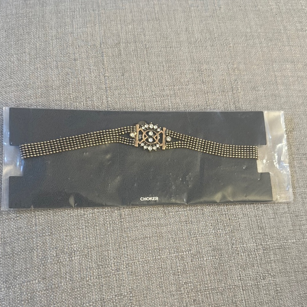 Express Fashion Jewelry Black and Gold Choker Necklace